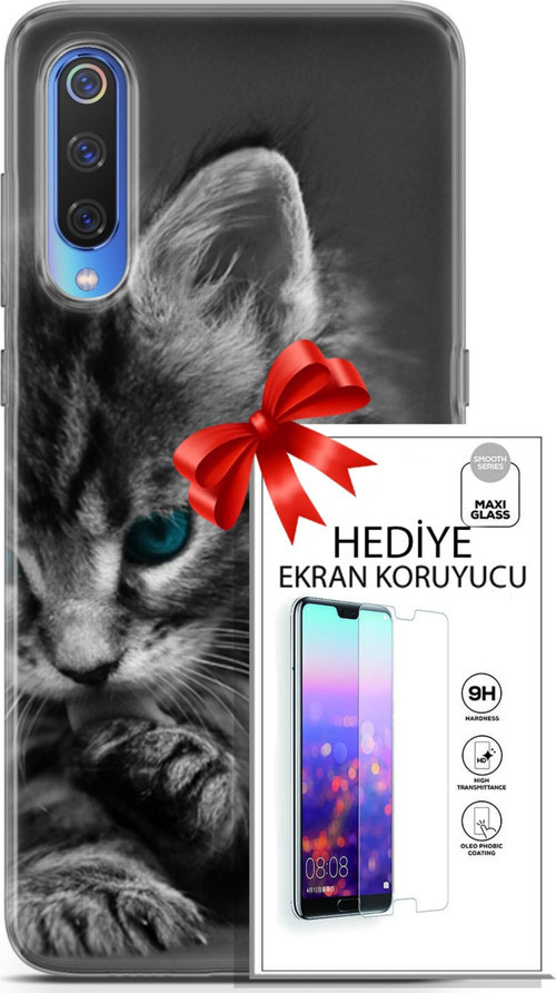 Xiaomi Mi 9 Kılıf Orijinal Seri Scotish-British 19 Mavi Gözlü Ragdoll Tam Koruma Kılıf + Ekran Koruyucu