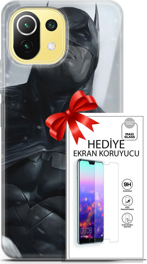 Xiaomi 11 Lite 5G Kılıf Orijinal Seri Dc 08 Batman Dc Baskılı Kılıf + Ekran Koruyucu