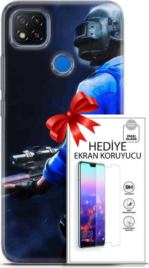 Xiaomi Redmi 10A Kılıf Orijinal Seri Pubg 12 Mavi Gömlekli Tasarım Kılıf + Ekran Koruyucu