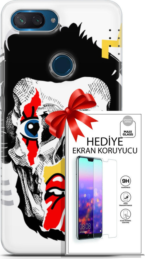 Xiaomi Mi 8 Lite Kılıf Orijinal Seri Punky 05 Karışık Koruma Kılıfı + Ekran Koruyucu