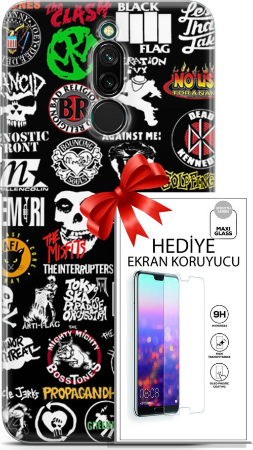 Xiaomi Redmi 8 Kılıf Orijinal Seri Punky 29 Armalar Leke Tutmaz Kapak + Ekran Koruyucu