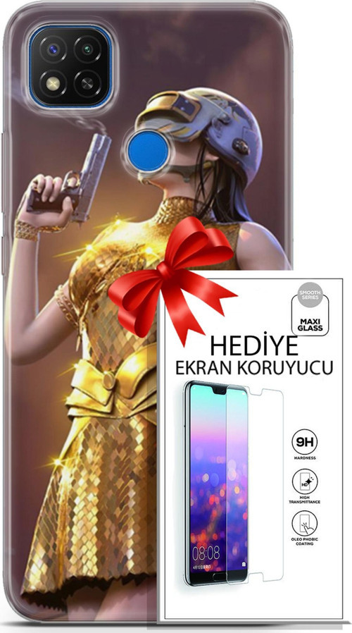 Xiaomi Redmi 10A Kılıf Orijinal Seri Pubg 21 Anna Darbe Önleyici Kapak + Ön Ekran Koruyucu