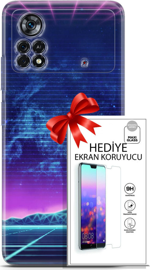 Xiaomi Poco X4 Pro 5G Kılıf Orijinal Seri Cyberpunk 30 Neon Game Kenarları Şeffaf Kapak Ve Ekran Koruyucu