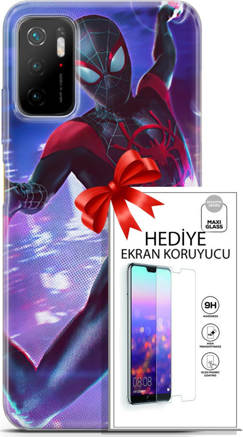 Xiaomi Poco M3 Pro Kılıf Orijinal Seri Dc 24 Örümcek Adam Darbe Emici Kılıf + Ekran Koruyucu