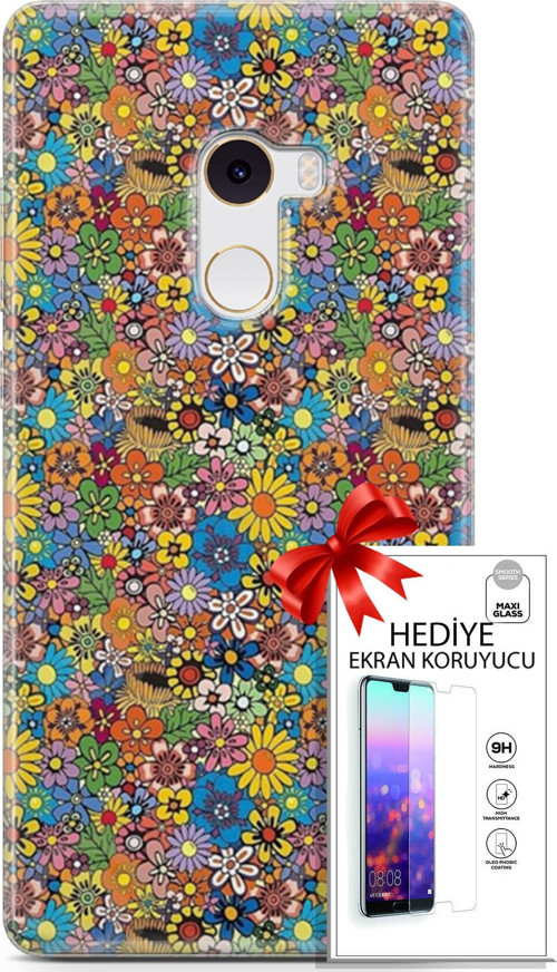 Xiaomi Mi Mix 2 Kılıf Orijinal Seri Cardano 06 Küçük Çiçekler Koruyucu Kapak Ekran Koruyucu