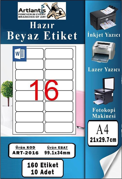 A4 Hazır Etiket 99.1x34 mm 10 Sayfa 1 Paket Kendinden Yapışkanlı Fotokopi Lazer İnkjet Kağıdı Yazıcılar İçin Uyumlu
