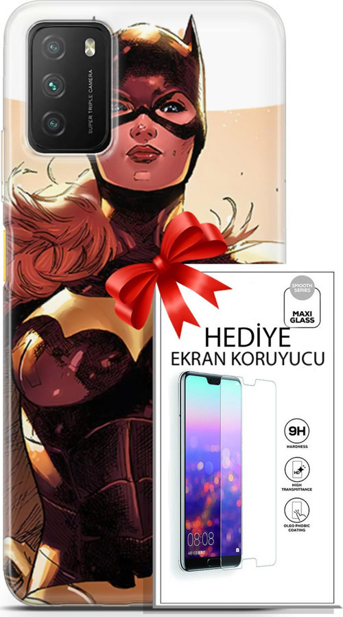 Xiaomi Poco M3 Kılıf Orijinal Seri Dc 11 Batgirl 4K Baskılı Kılıf + Ekran Koruyucu Full Korumaket