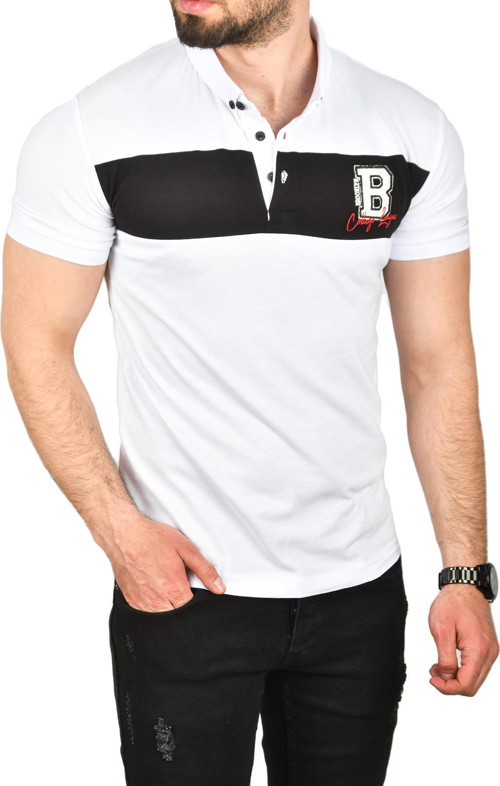 Erkek Beyaz Slim Fit Nefes Alan Pamuklu Kumaş Dar Kesim Kıvrılmaz Yaka Polo Yaka Tişört 2503019