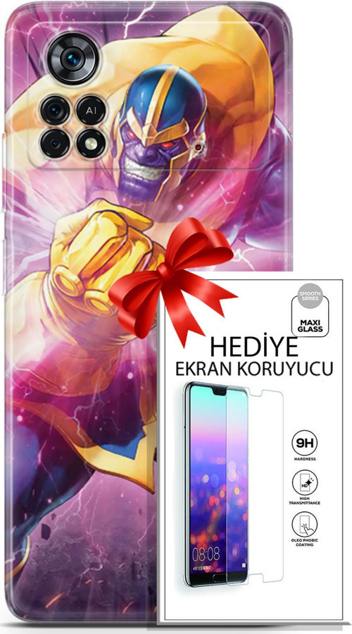 Xiaomi Poco X4 Pro 5G Kılıf Orijinal Seri Dc 10 Thanos Full Hd Kılıf + Ekran Koruyucu