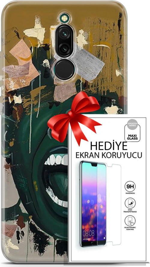Xiaomi Redmi 8 Kılıf Orijinal Seri Soul 15 Koyu Yeşil Kalın Silikon + Ekran Koruyucu