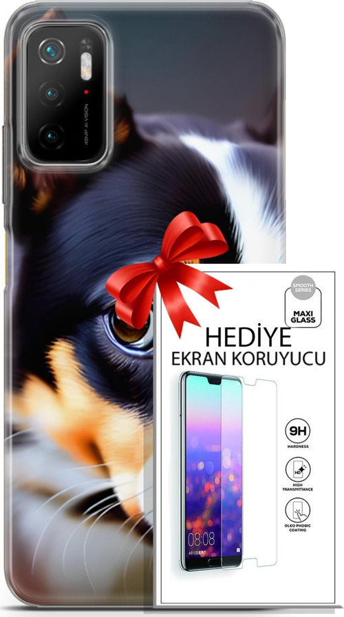 Xiaomi Poco M3 Pro Kılıf Orijinal Seri Dogs 11 İsviçre Bernese 4K Baskılı Kılıf + Ekran Koruyucu Ful
