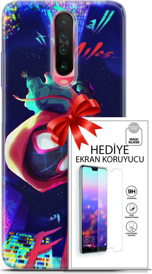 Xiaomi Poco X2 Kılıf Orijinal Seri Dc 25 Spider Man Miles Soyulmayan Kılıf + Ekran Koruyucu Full Koruma