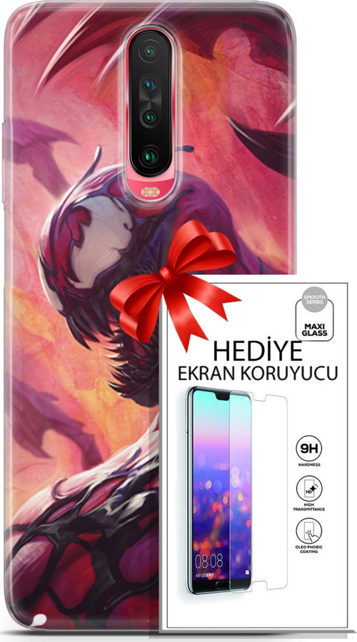 Xiaomi Poco X2 Kılıf Orijinal Seri Dc 30 Carnage Kenarları Şeffaf Kapak Ve Ekran Koruyucu