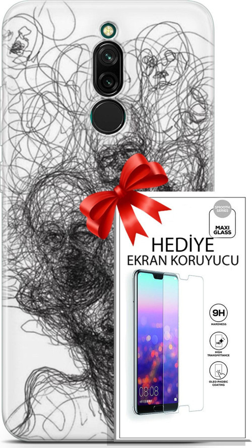 Xiaomi Redmi 8 Kılıf Orijinal Seri Soul 25 Kurşunkalem Soyulmayan Kılıf + Ekran Koruyucu Full Koruma