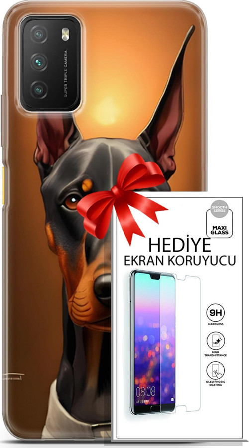 Xiaomi Poco M3 Kılıf Orijinal Seri Dogs 03 Doberman Arka Kapak + Ekran Koruyucu