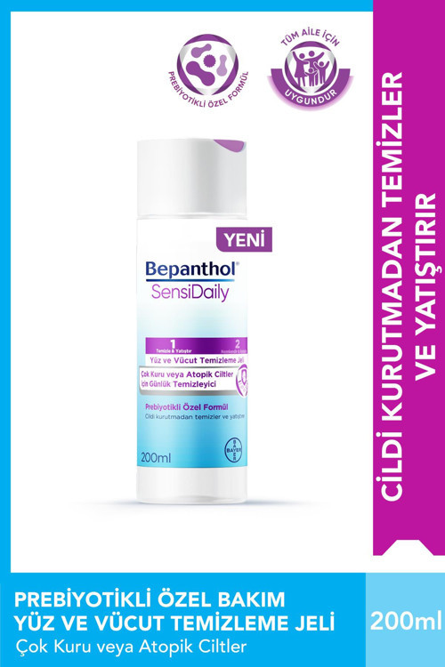 SensiDaily Yüz ve Vücut Temizleme Jeli 200ml - SensiWash Çok Kuru Atopik Ciltler, Günlük Vücut Bakım