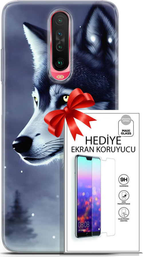 Xiaomi Poco X2 Kılıf Orijinal Seri Dogs 06 Yalnız Kurt Koruyucu Kapak Ekran Koruyucu