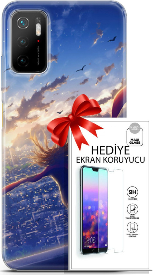 Xiaomi Poco M3 Pro Kılıf Orijinal Seri Fantasy 03 Kuşlar Kız Arka Kapak + Ekran Koruyucu