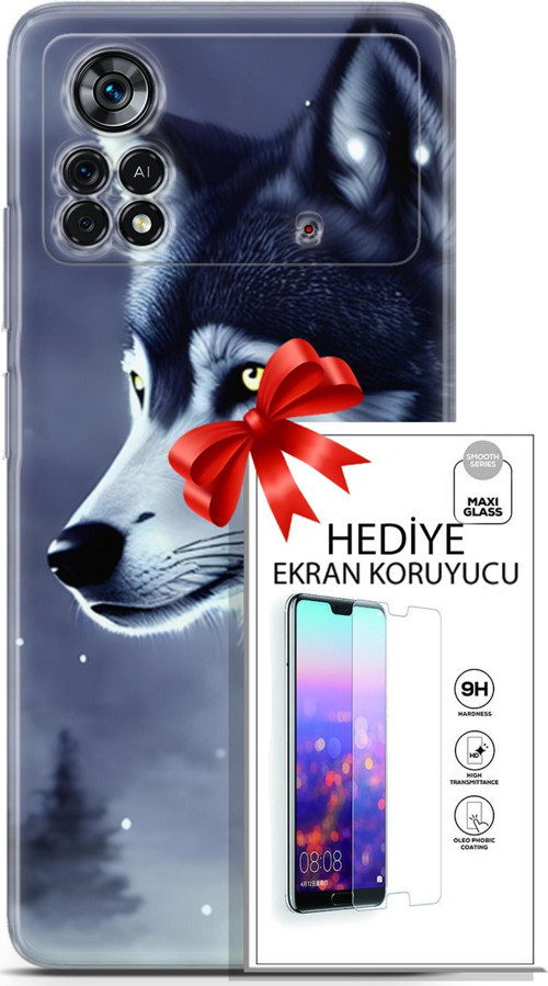 Xiaomi Poco X4 Pro 5G Kılıf Orijinal Seri Dogs 06 Yalnız Kurt Koruyucu Kapak Ekran Koruyucu