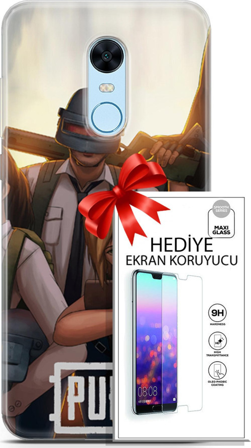 Xiaomi Redmi 5 Plus Kılıf Orijinal Seri Pubg 30 Çizgisel Kenarları Şeffaf Kapak Ve Ekran Koruyucu