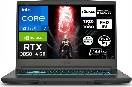 THIN 15 i7-12650H 32GB 1TB SSD 4 GB RTX3050 144Hz 15.6" Fdos Gaming Laptop B12UC-1479XTR 004