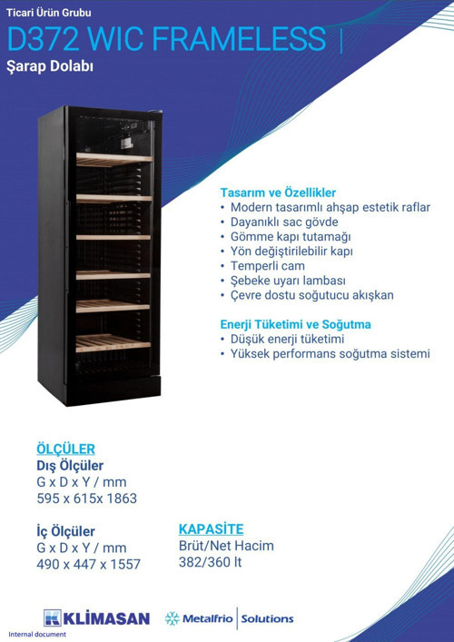 D 372 WIC FRAMELESS ŞARAP DOLABI