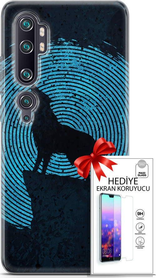Xiaomi Mi Note 10 Pro Kılıf Orijinal Seri Algorand 05 Parmak İzi Kurt Koruma Kılıfı + Ekran Koruyucu