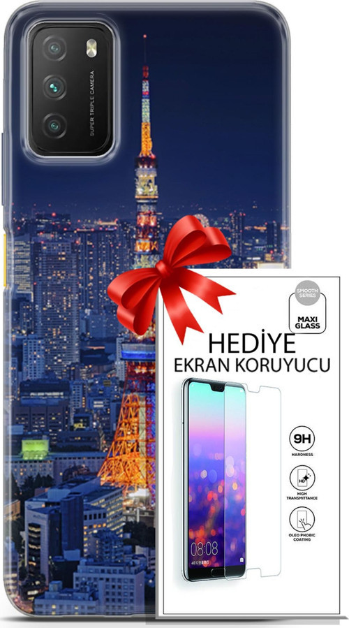 Xiaomi Poco M3 Kılıf Orijinal Seri Fantasy 02 Eyfel Kapak Ve Ekran Koruyucu