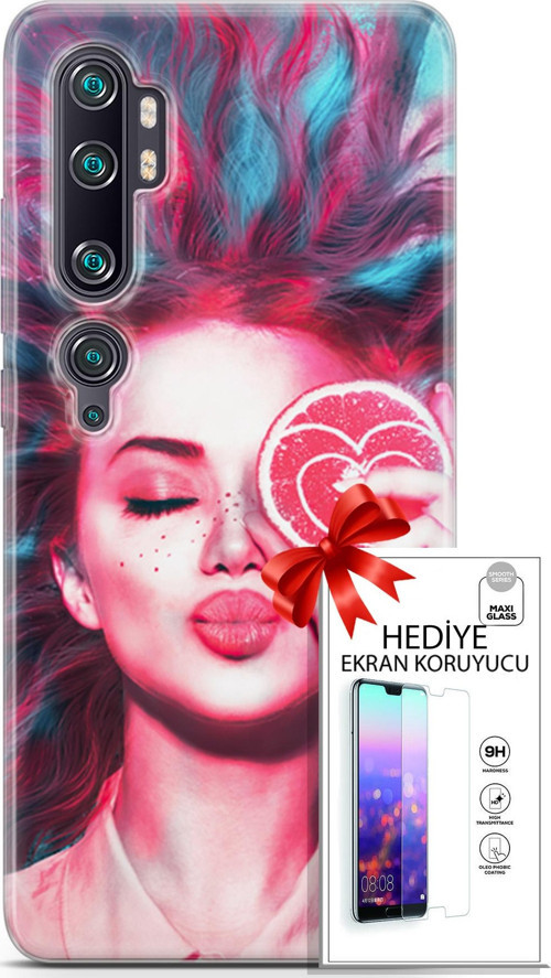 Xiaomi Mi Note 10 Pro Kılıf Orijinal Seri Algorand 08 Greyfurt Baskılı Kılıf + Ekran Koruyucu