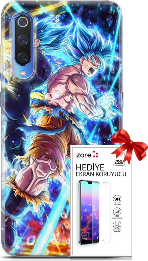 Xiaomi Mi 9 Kılıf Orijinal Seri Supers 11 Dragon Ball Anime 4K Baskılı Kılıf + Ekran Koruyucu Full Koruma