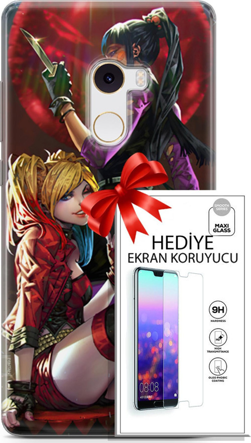 Xiaomi Mi Mix 2 Kılıf Orijinal Seri Dc 17 Harley & Punchline Yumuşak Kılıf + Ekran Koruyucu