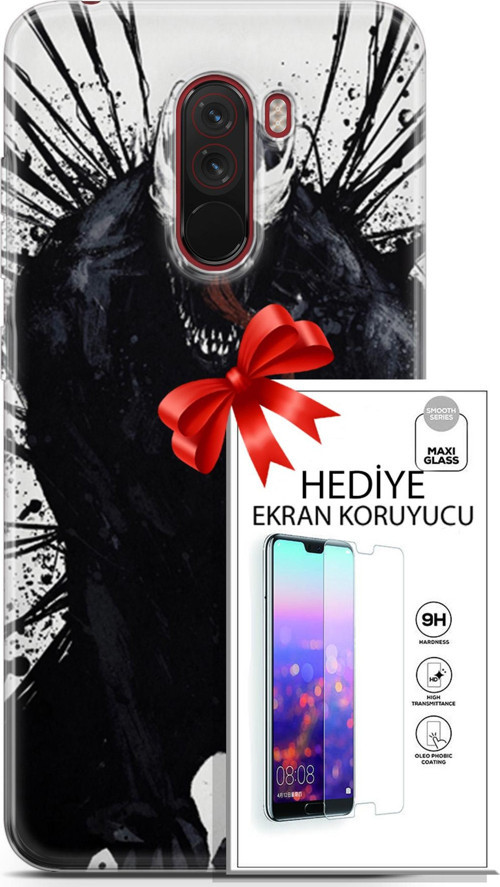 Xiaomi Pocophone F1 Kılıf Orijinal Seri Cardano 20 Canavar Renkli Kılıf Ekran Koruyucu