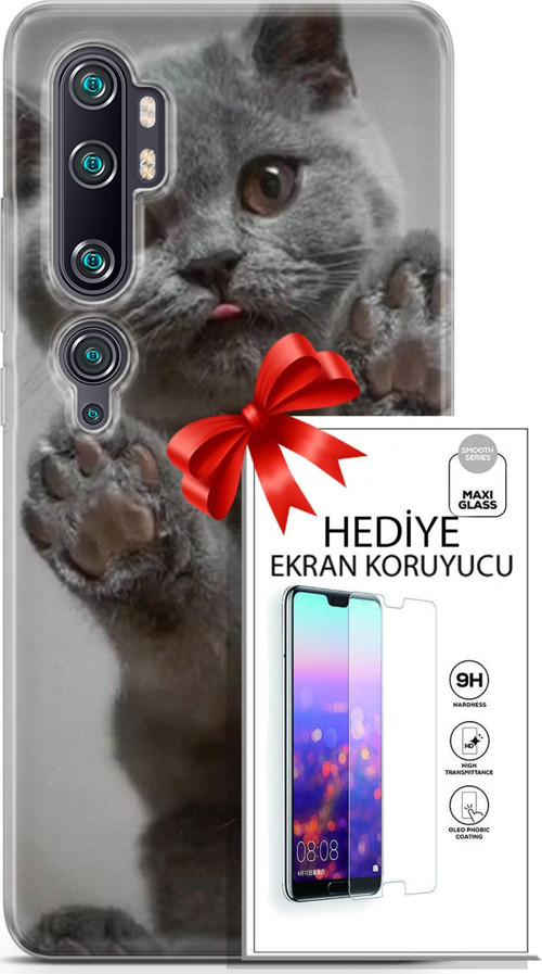 Xiaomi Mi Note 10 Pro Kılıf Orijinal Seri Scotish-British 10 Yavru Scottish Full Hd Kılıf + Ekran Koruyucu