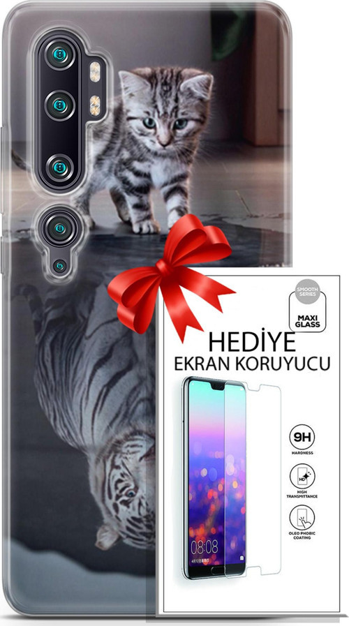 Xiaomi Mi Note 10 Pro Kılıf Orijinal Seri Scotish-British 15 Yavru British Kalın Silikon + Ekran Koruyucu