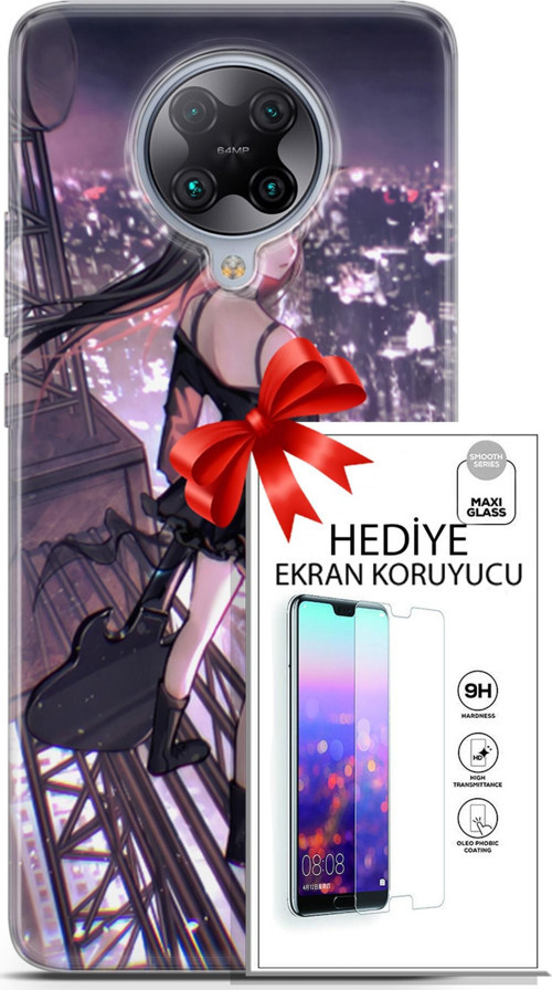 Xiaomi Poco F2 Pro Kılıf Orijinal Seri Fantasy 20 Anime Çatıda Renkli Kılıf Ekran Koruyucu