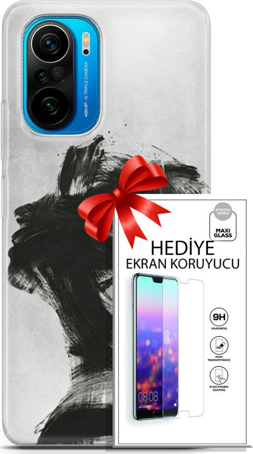 Xiaomi Poco F3 Kılıf Orijinal Seri Soul 05 Karakalem Koruma Kılıfı + Ekran Koruyucu