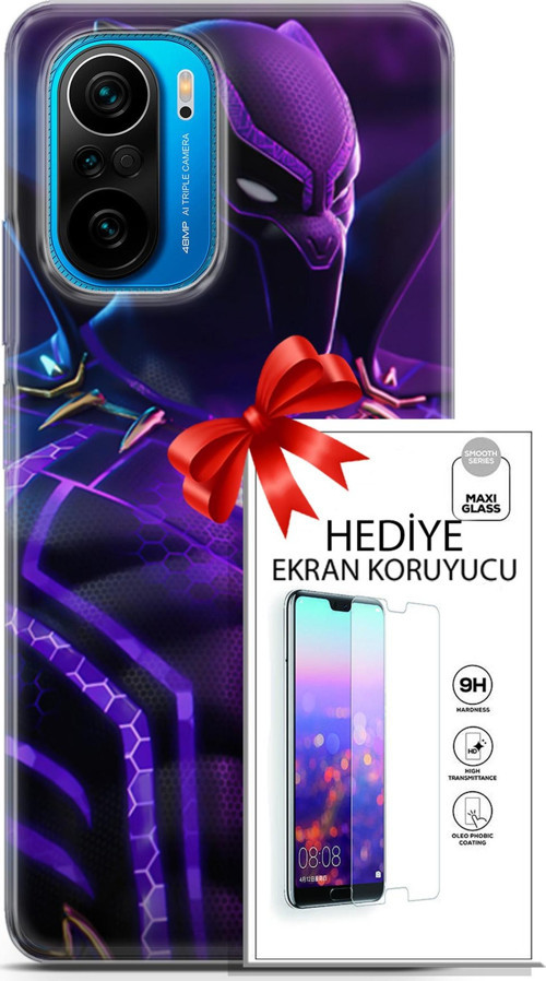 Xiaomi Poco F3 Kılıf Orijinal Seri Dc 13 Mor Panter Fortnite Case Kapak Ekran Koruyucu