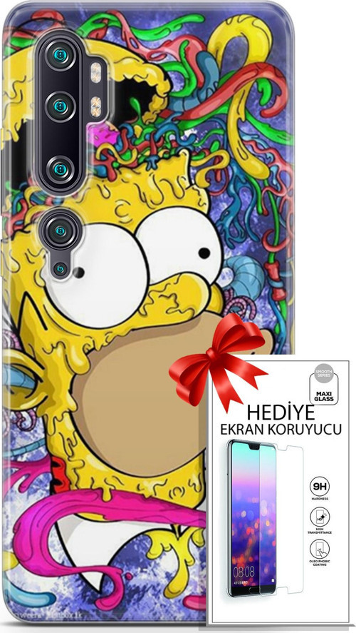 Xiaomi Mi Note 10 Pro Kılıf Orijinal Seri Bounce 04 Millie King Silikon Kılıf + Ekran Koruyucu Full