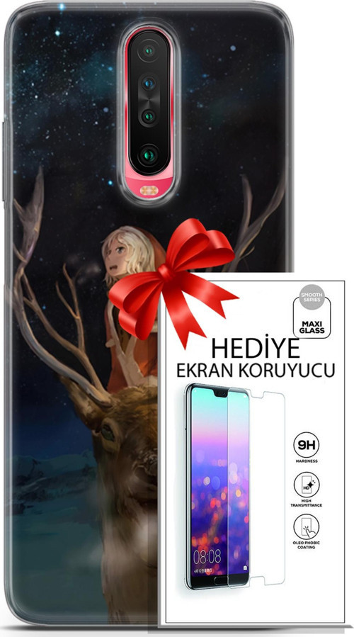 Xiaomi Poco X2 Kılıf Orijinal Seri Fantasy 18 Geyik Kız Parlak Kılıf + Ekran Koruyucu Full Koruma