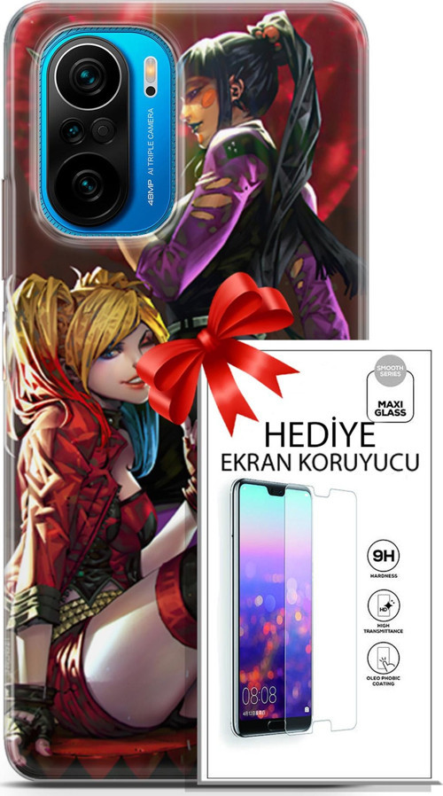 Xiaomi Poco F3 Kılıf Orijinal Seri Dc 17 Harley & Punchline Yumuşak Kılıf + Ekran Koruyucu