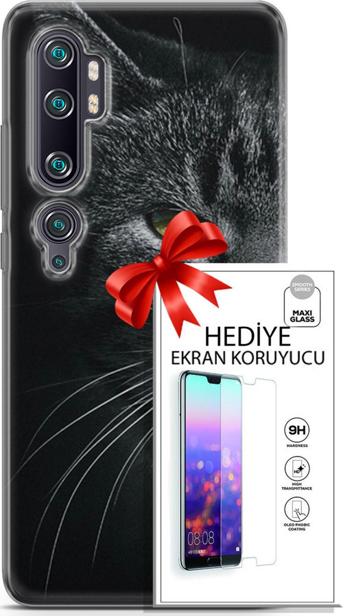 Xiaomi Mi Note 10 Pro Kılıf Orijinal Seri Scotish-British 24 Asi Kedi Darbe Emici Kılıf + Ekran Koruyucu