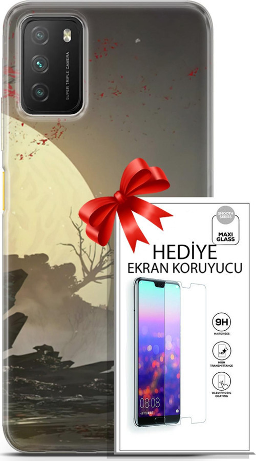 Xiaomi Poco M3 Kılıf Orijinal Seri Fantasy 29 Anime Savaşçı Leke Tutmaz Kapak + Ekran Koruyucu
