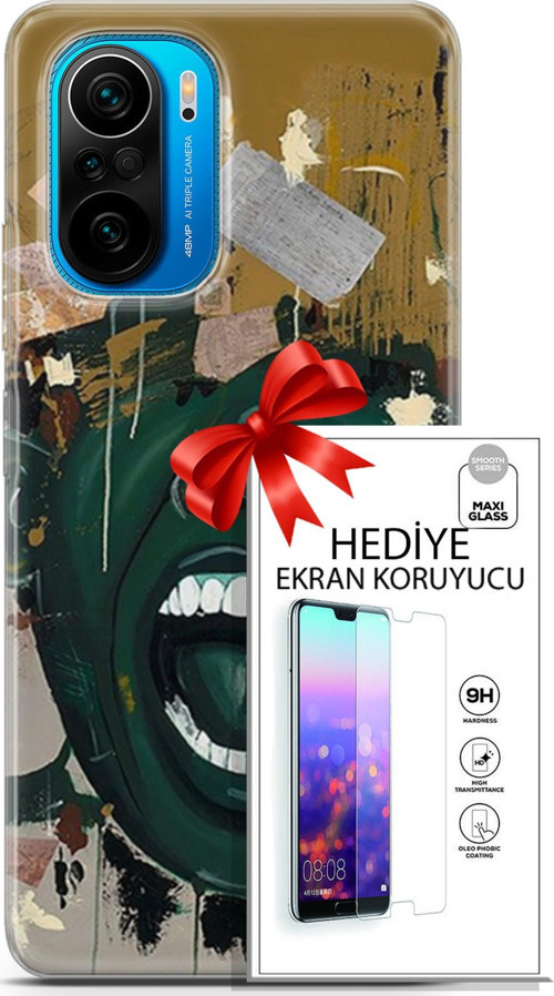 Xiaomi Poco F3 Kılıf Orijinal Seri Soul 15 Koyu Yeşil Kalın Silikon + Ekran Koruyucu