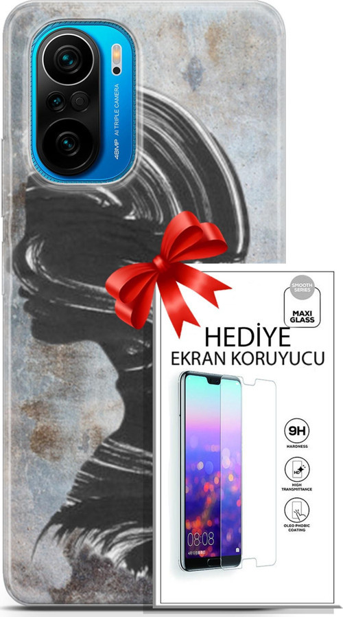 Xiaomi Poco F3 Kılıf Orijinal Seri Soul 18 Silüet Parlak Kılıf + Ekran Koruyucu Full Korumaketi