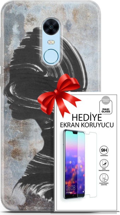 Xiaomi Redmi 5 Plus Kılıf Orijinal Seri Soul 18 Silüet Parlak Kılıf + Ekran Koruyucu Full Korumak