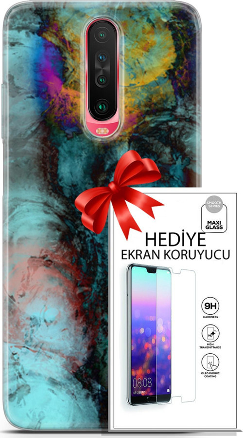 Xiaomi Poco X2 Kılıf Orijinal Seri Nature 14 Dalgalar Cover Kılıf + Ön Ekran Koruyucu