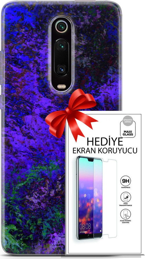 Xiaomi Mi 9T Kılıf Orijinal Seri Nature 30 Mor Tonlar Kenarları Şeffaf Kapak Ve Ekran Koruyucu