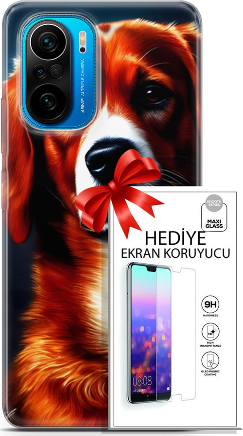 Xiaomi Poco F3 Kılıf Orijinal Seri Dogs 21 Spaniel Darbe Önleyici Kapak + Ön Ekran Koruyucu