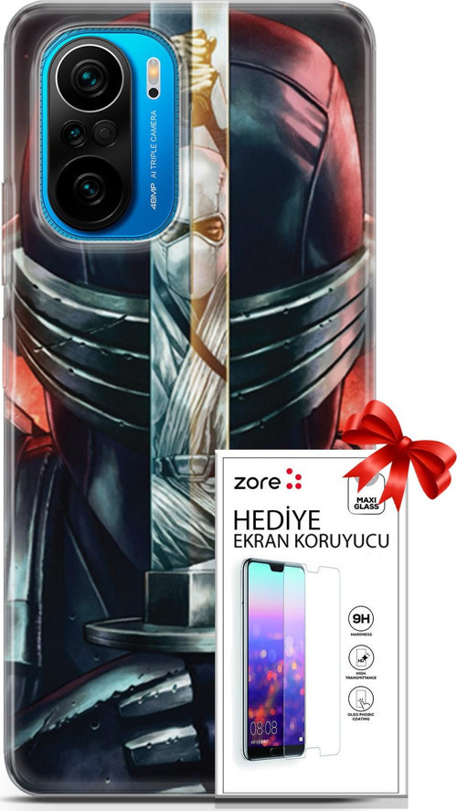 Xiaomi Poco F3 Kılıf Orijinal Seri Supers 08 Snake Eyes Baskılı Kılıf + Ekran Koruyucu