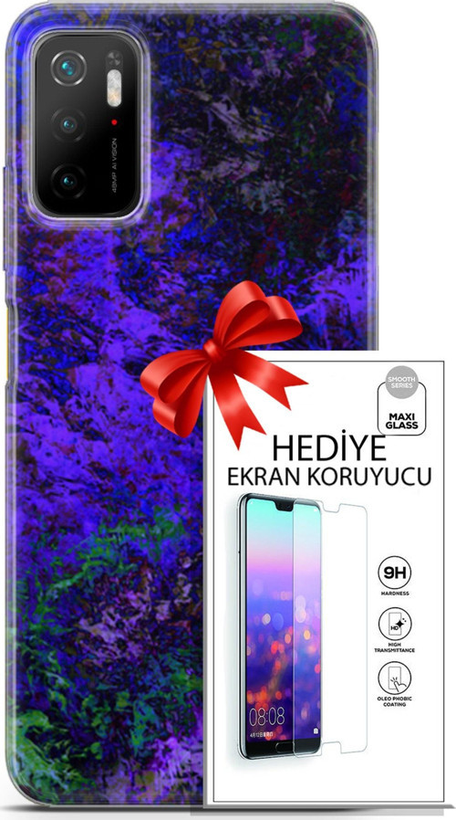 Xiaomi Poco M3 Pro Kılıf Orijinal Seri Nature 30 Mor Tonlar Kenarları Şeffaf Kapak Ve Ekran Koruyucu